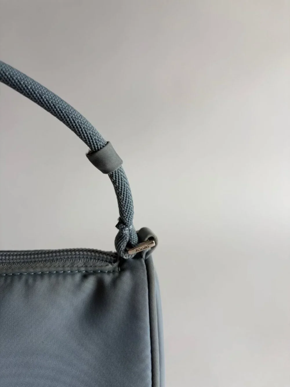 PRADA BABY BLUE NYLON POCHETTE - Picture 9 of 11